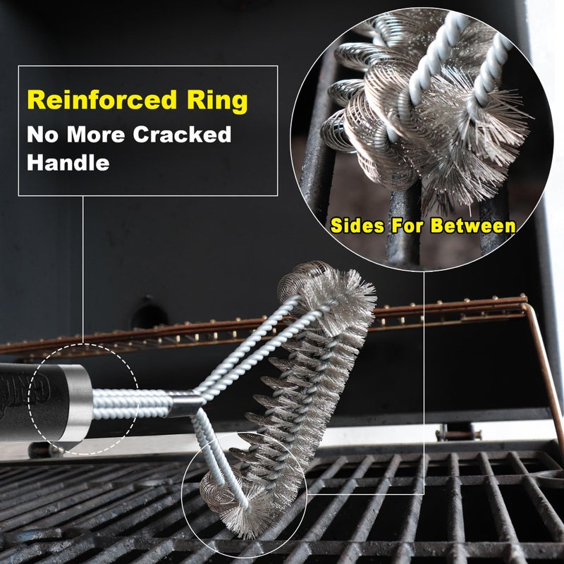 GRILLART Grill Brush [Wire + Helix] Combined BBQ Brush - Safe & Efficient Grill Cleaning Brush - 18" Grill Cleaner Brush Scrubber for Gas/Porcelain/Charbroil Grates â€“ BBQ Accessories Gifts for Men/Dad - Image 4