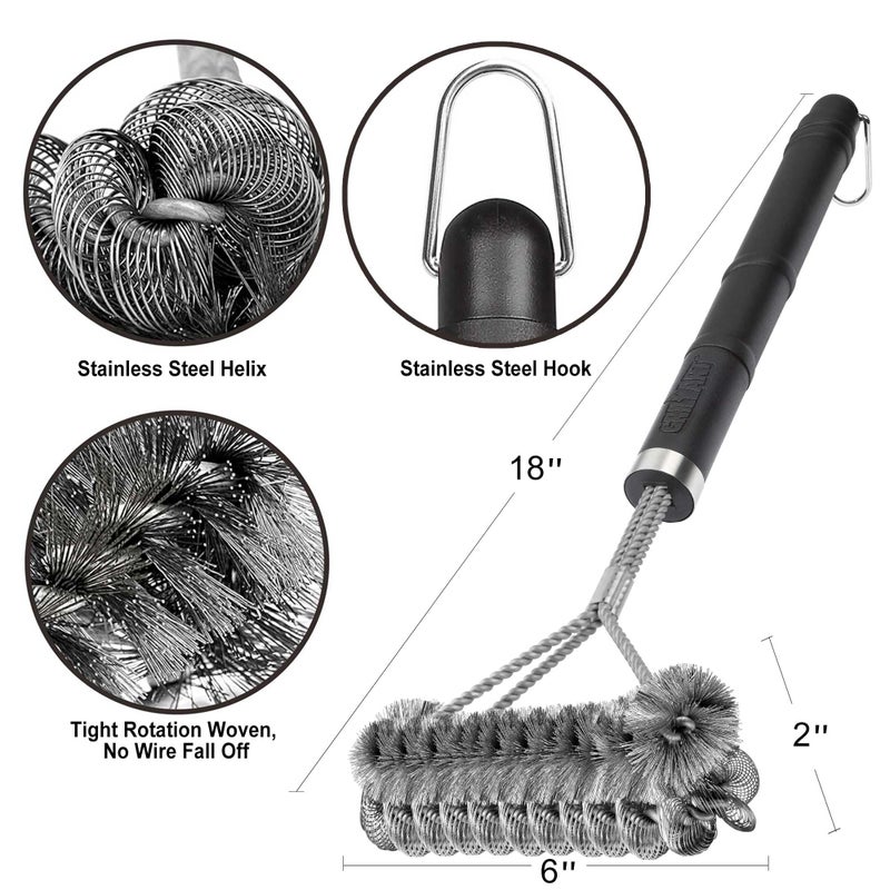 GRILLART Grill Brush [Wire + Helix] Combined BBQ Brush - Safe & Efficient Grill Cleaning Brush - 18" Grill Cleaner Brush Scrubber for Gas/Porcelain/Charbroil Grates â€“ BBQ Accessories Gifts for Men/Dad - Image 5
