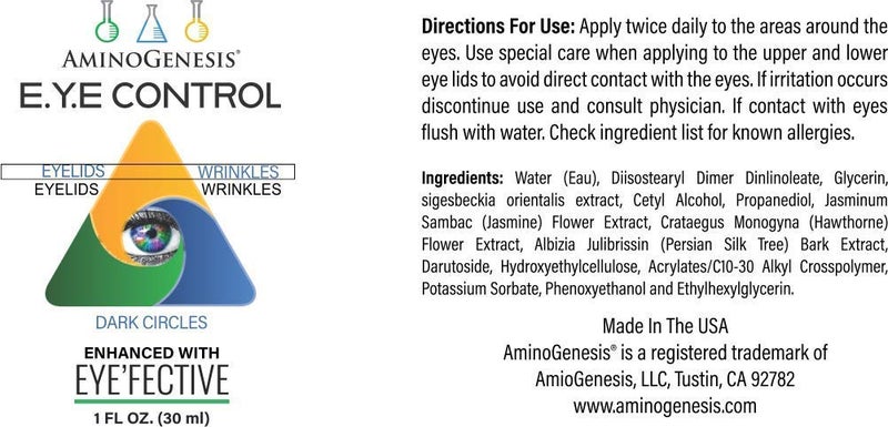 AminoGenesis EYE Control with EyeFective Lid Lifting Dark Circle Serum New for 2021 Patented Eyelid lifting Plant Derived Formula Watch Video - Image 3