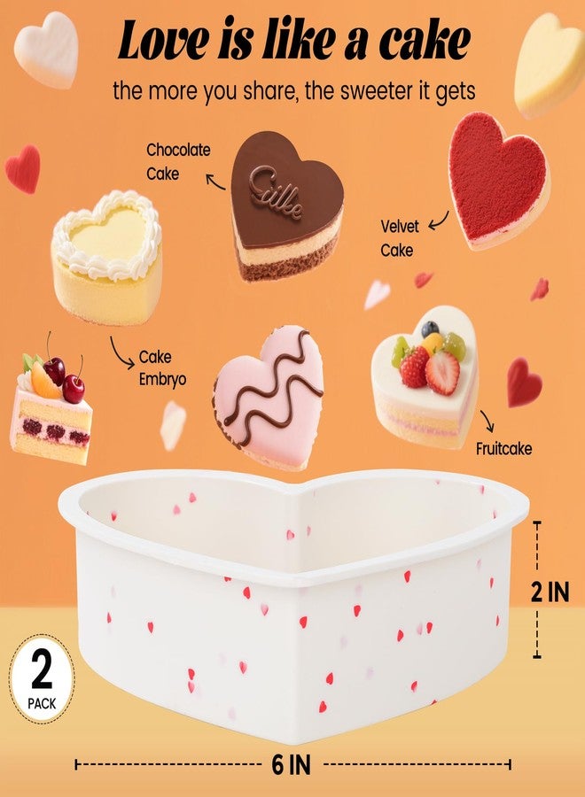 SJ 2P Silicone Heart Shaped Cake Pans, 6 Inch Nonstick Cake Pan, BPA Free Silicone Heart Cake Baking Mold for Oven Dishwasher Safe-Heartdot - Image 2