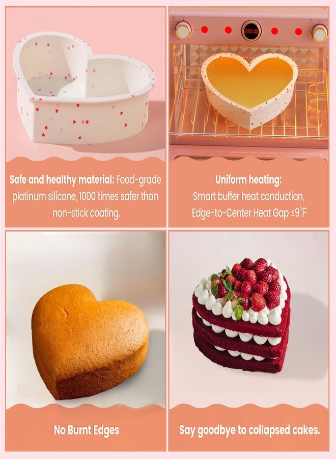 SJ 2P Silicone Heart Shaped Cake Pans, 6 Inch Nonstick Cake Pan, BPA Free Silicone Heart Cake Baking Mold for Oven Dishwasher Safe-Heartdot - Image 4