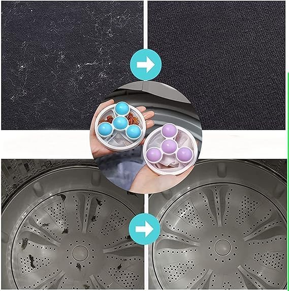 BIRZAR Lint Catcher Pet Hair Remover for Laundry Washing Machine Floating Lint Mesh Bag Reusable Household Hair Filter Washer Lint dust Trap Net Pouch Random Color 2 Pieces - Image 3