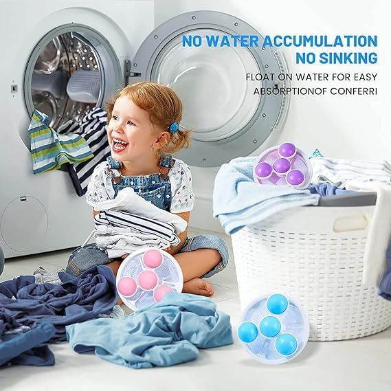 BIRZAR Lint Catcher Pet Hair Remover for Laundry Washing Machine Floating Lint Mesh Bag Reusable Household Hair Filter Washer Lint dust Trap Net Pouch Random Color 2 Pieces - Image 4