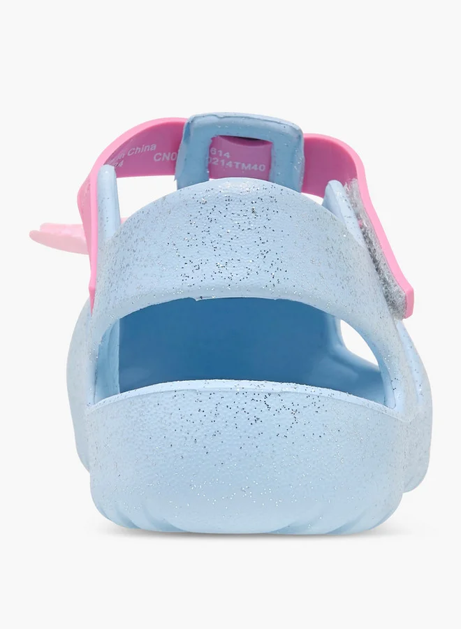 Aqua Glitter Applique Sandals with Hook and Loop Closure