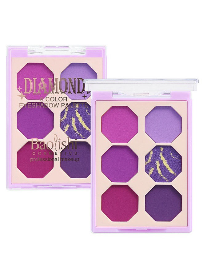 Baolishi 6 Shades Purple Eyeshadow Palette Makeup Matte Glitter - Dream Purple Pink Dark Red Violet Lovely Bright Shimmer Travel Eyeshadow Pallet For Girl Women  - Image 3