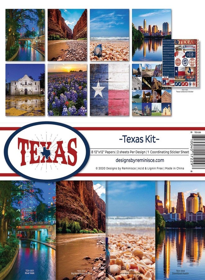 Reminisce Texas Scrapbook Collection Kit Paper Crafts, Multi Color Palette, 12x12 inches - Image 1