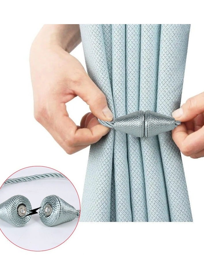 Curtain Tying Rope, Cone-shaped Magnetic Suction Buckle,No Punching Hook, Curtain Tying Accessory, Pointed Straight Magnetic Suction Tying Strap(1 Pair) - Image 1