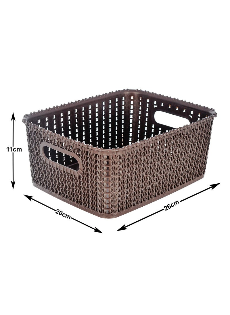 Kuber Industries Heart Home Multiuses Large M 20 Plastic Tray/Basket/Organizer Without Lid- Pack of 3 (Brown) -46HH089  - Image 5