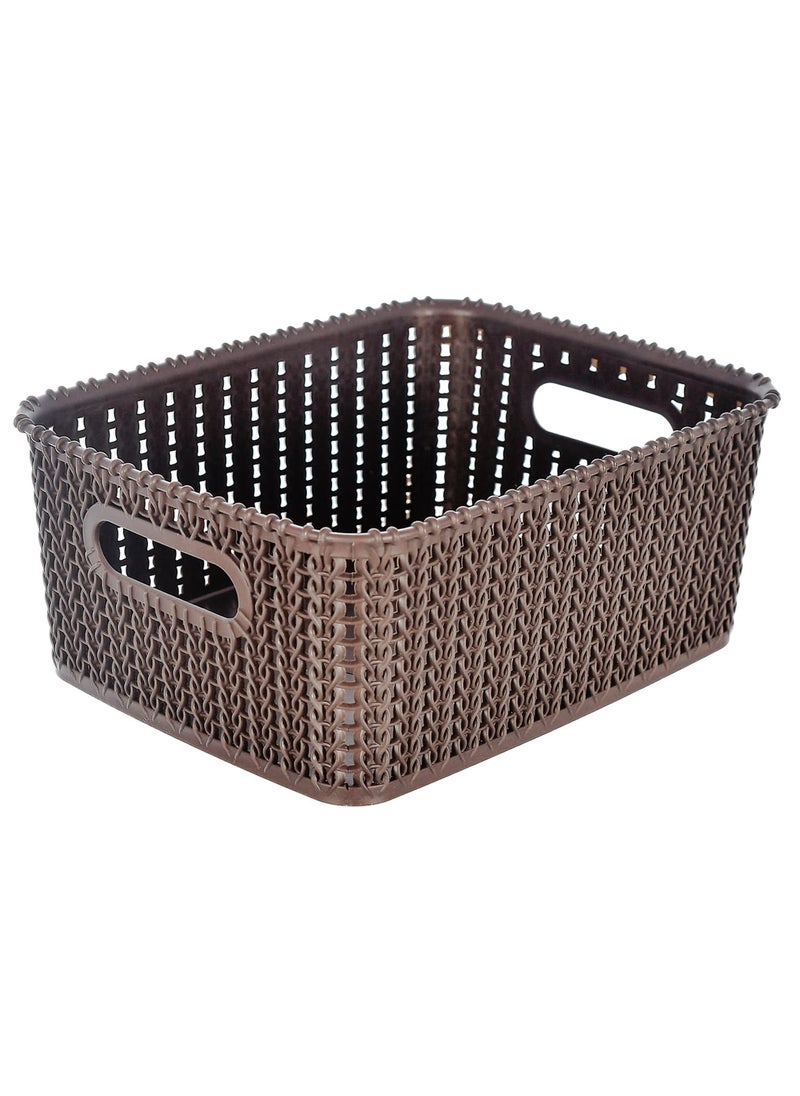 Kuber Industries Heart Home Multiuses Large M 20 Plastic Tray/Basket/Organizer Without Lid- Pack of 3 (Brown) -46HH089  - Image 4