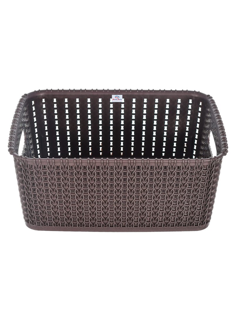 Kuber Industries Heart Home Multiuses Large M 20 Plastic Tray/Basket/Organizer Without Lid- Pack of 3 (Brown) -46HH089  - Image 3