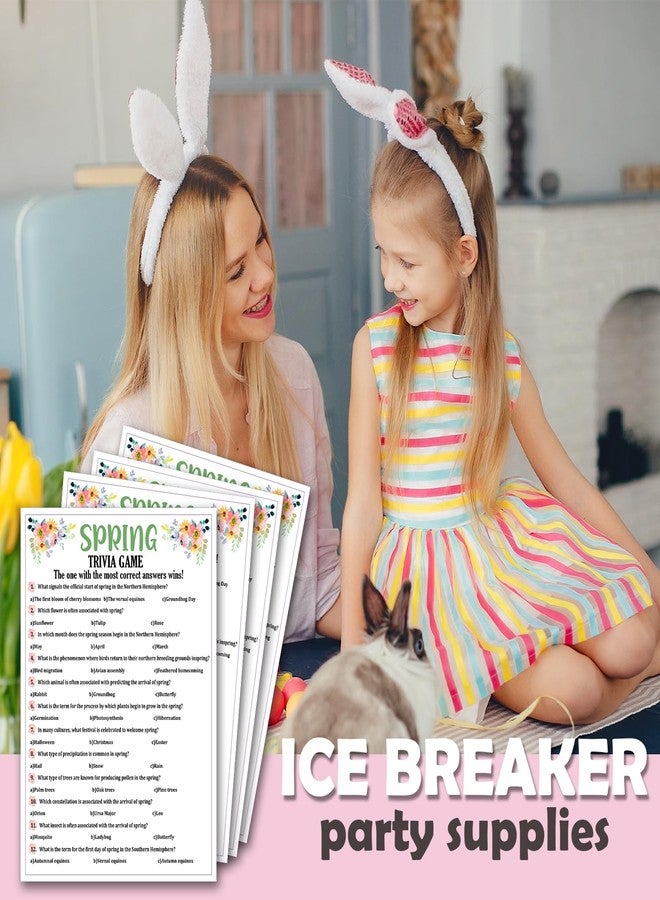 Kqfdr Spring Games, Spring Trivia Game Ice Breaker Card for Family, Easter Games for Adults Party Supplies -25 Pcs -A05 - Image 4