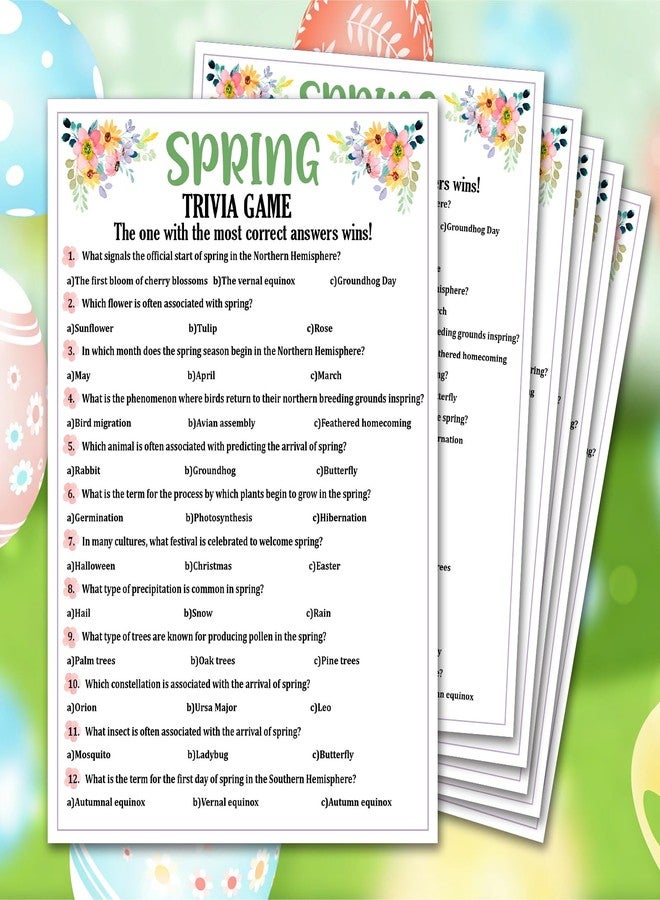 Kqfdr Spring Games, Spring Trivia Game Ice Breaker Card for Family, Easter Games for Adults Party Supplies -25 Pcs -A05 - Image 2