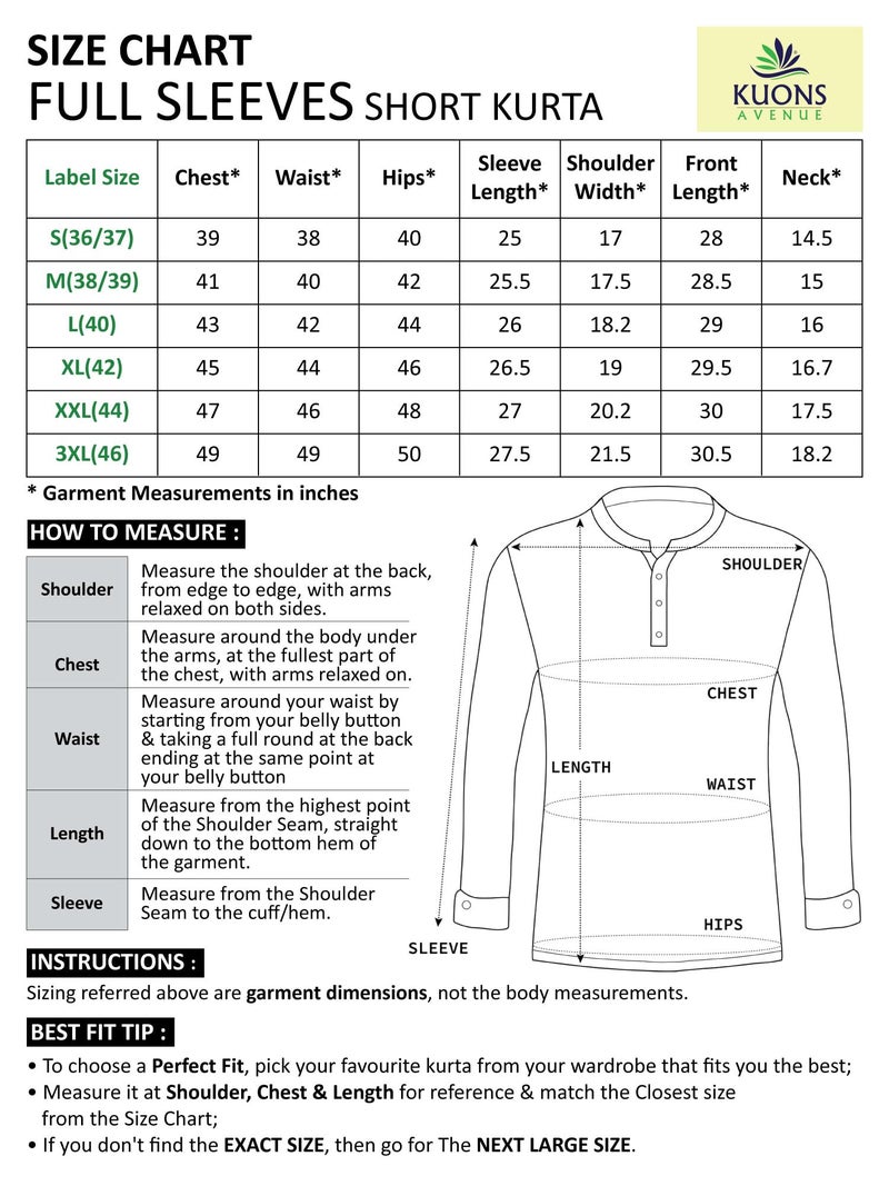 Kuons Avenue Men's Tailored Fit Short Denim Kurta (KACLFS1232Y-L_Midnight Blue_Large) - Image 5