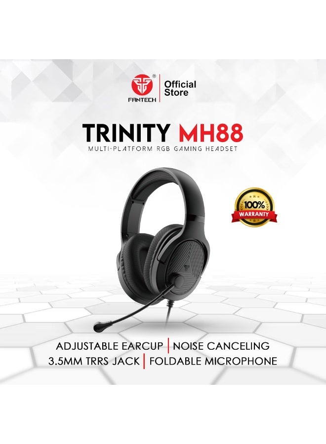 FANTECH TRINITY MH88 MULTI PLATFORM GAMING HEADSET BLACK - Image 2