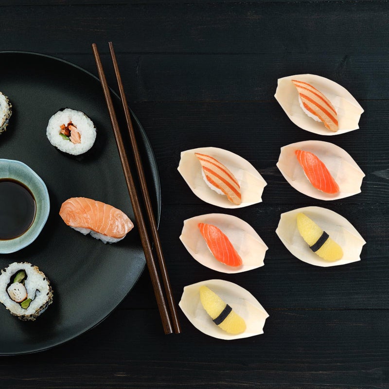 Disposable Sushi Boat Plates 150 Pcs 5 Inch White Serving Trays For Party Catering Picnic - Image 5
