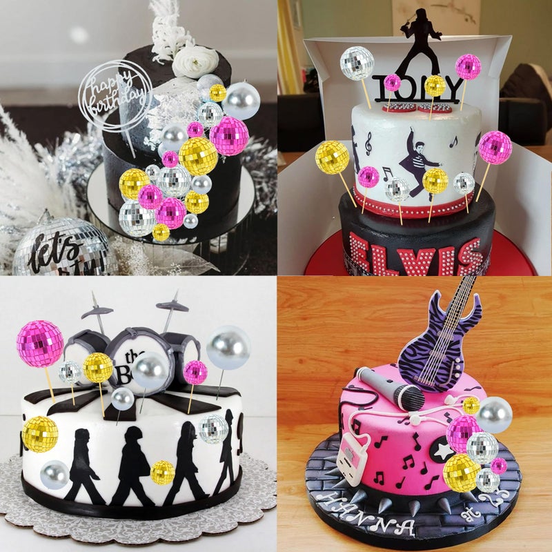 بيشيدا Beishida 27 PCS Gold Disco Ball Cake Topper 1970s Disco Decorations Mini Ball Cake Toppers Mirror Ball Cupcake Topcake for Disco موضوع الحفلة 70s - Image 5