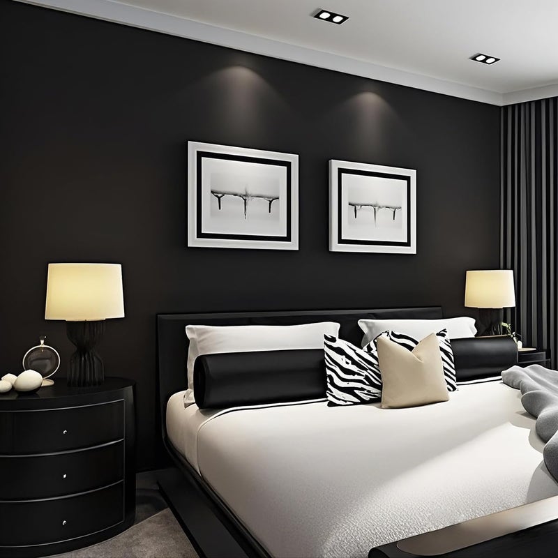 practicalWs Black Self-Adhesive Wallpaper Film - Easy to Apply Peel and Stick Wallpaper for Home Decor - Image 3