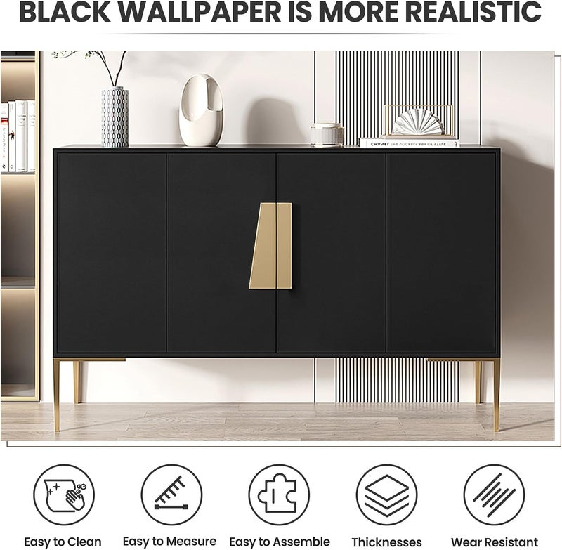 practicalWs Black Self-Adhesive Wallpaper Film - Easy to Apply Peel and Stick Wallpaper for Home Decor - Image 4