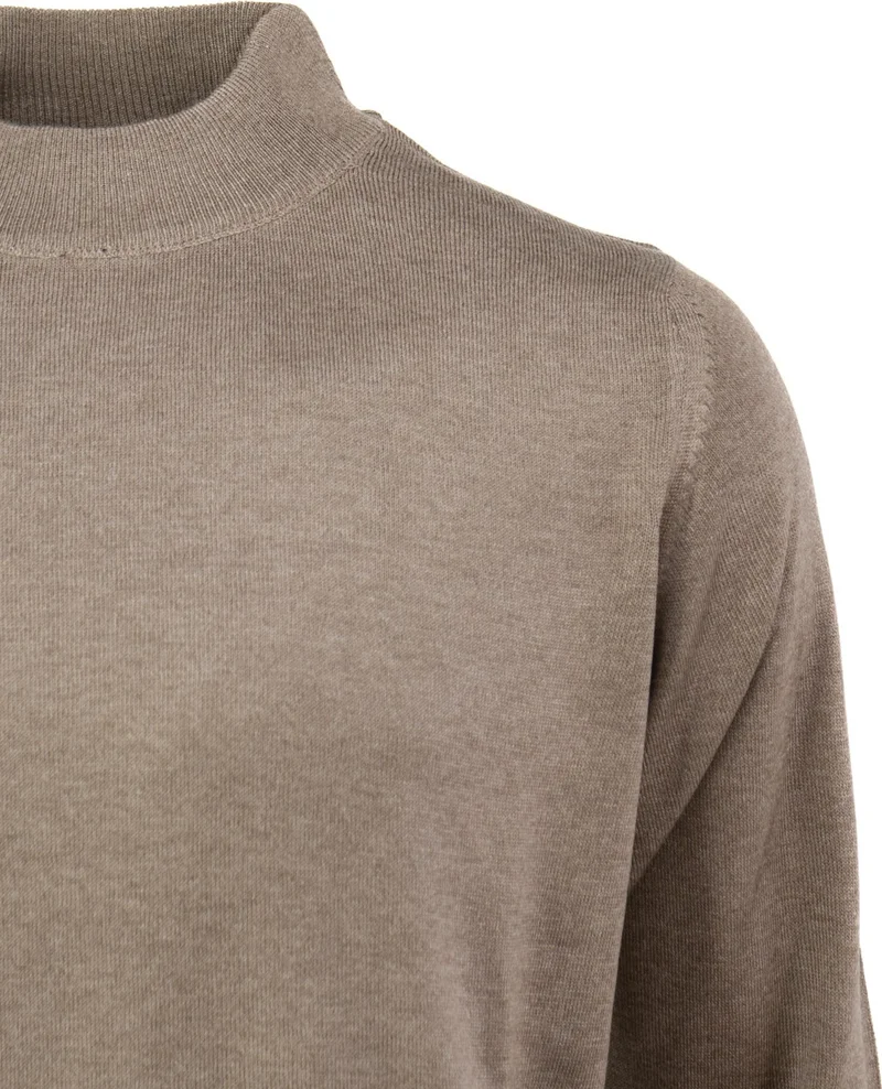 Oppland Men's Long Sleeve Half Turtleneck Classic Model Comfortable Cut Full Pattern Wool Woven Sweater
