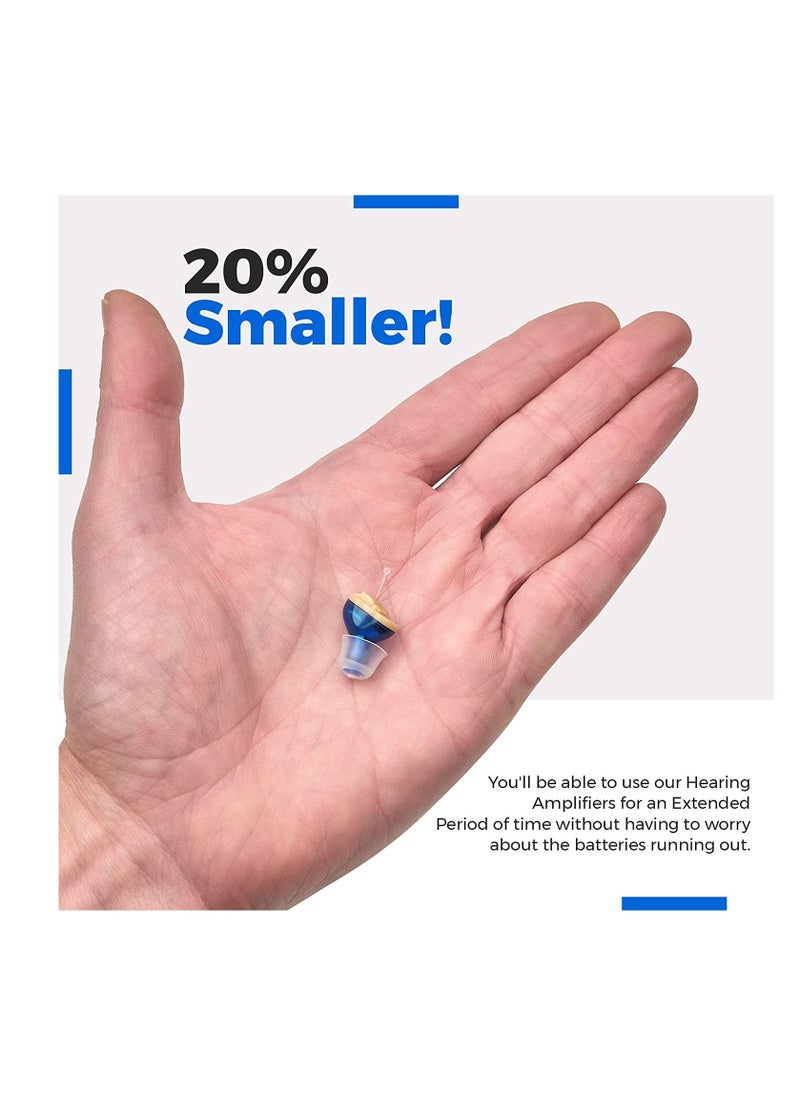 Generic - Premium Digital Hearing Amplifier - Invisible in Canal (CIC) in-Ear Mini Sound Enhancer, Near-Invisible, Noise Cancelling, Personal Sound Hearing Amplifier - Left Ear, Blue - Image 1