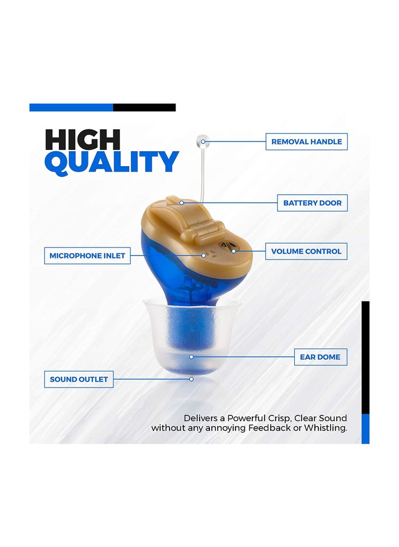 Generic Premium Digital Hearing Amplifier - Invisible in Canal (CIC) in-Ear Mini Sound Enhancer, Near-Invisible, Noise Cancelling, Personal Sound Hearing Amplifier - Left Ear, Blue  - Image 2