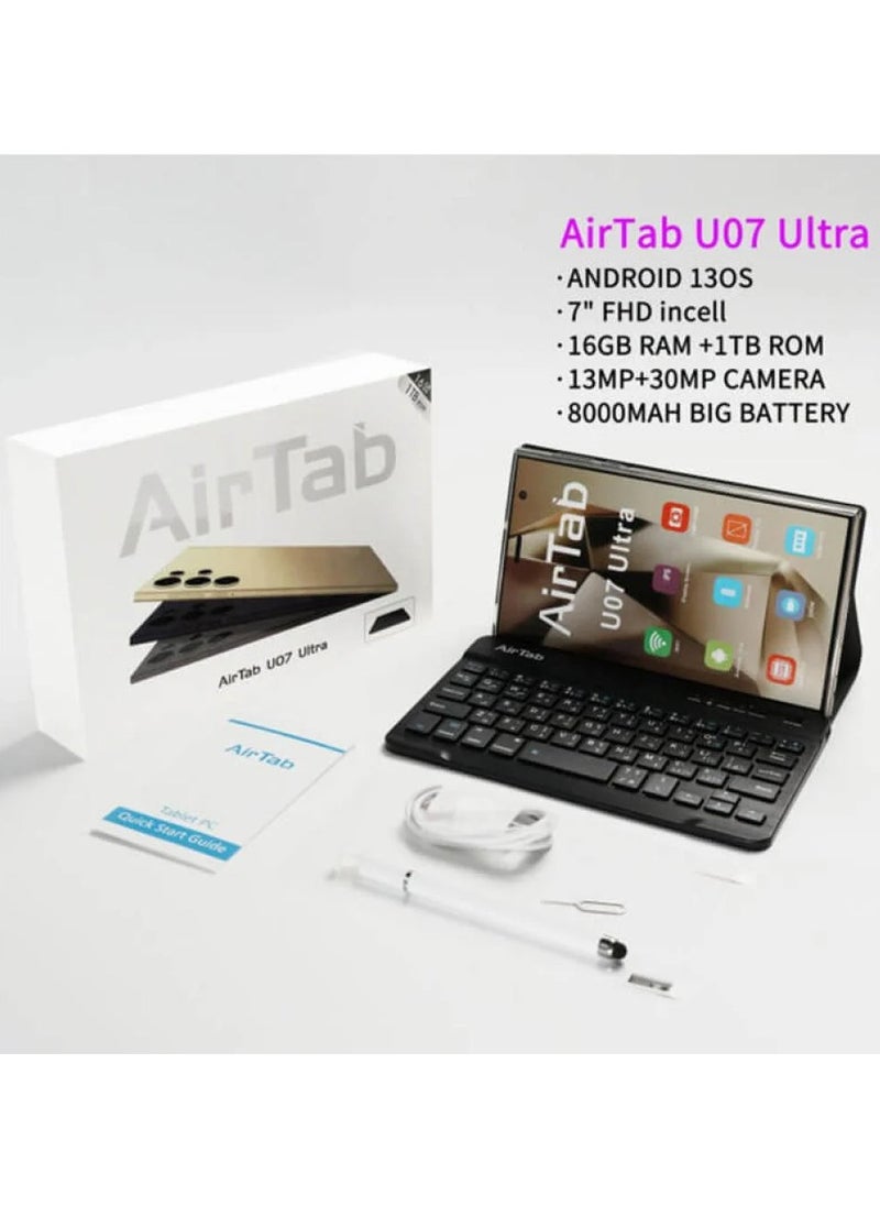 AirTab U07 Ultra Tablet, 7-inch screen, supports SIM cards, 1TB memory, 16GB RAM, with keyboard