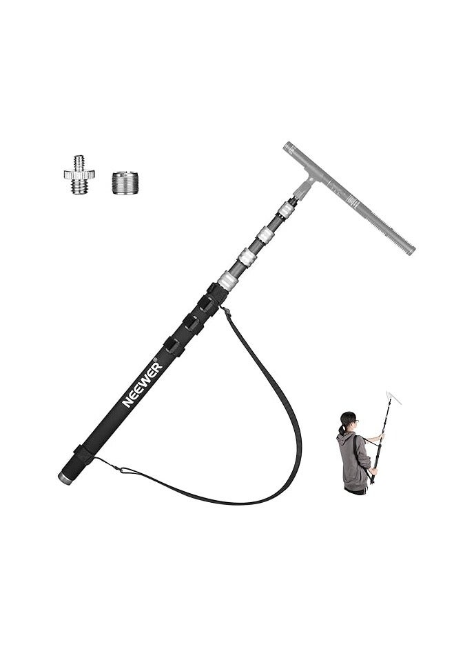 Neewer NEEWER Upgraded Microphone Boom Pole, 9.8ft/300cm Telescopic Carbon Fiber Mic Boom Arm with 5 Sections, 1/4” 3/8” 5/8” Screw Adapters, Cable Straps, Shoulder Strap & Storage Bag, MS-300C  - Image 1