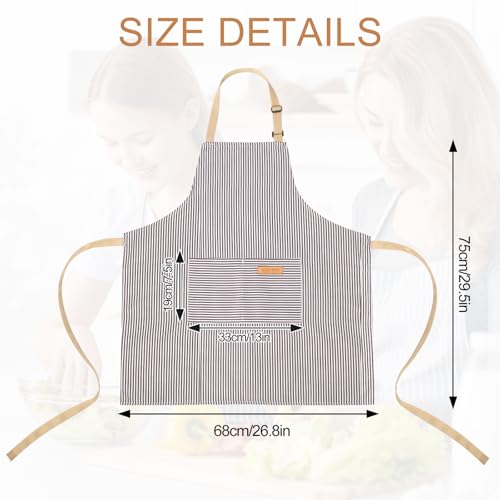 VALOME 2 Pack Kitchen Aprons, Apron for Cooking with 2 Pockets, Unisex Adjustable Neck Strap Chef Aprons for Men Women (BROWN & RED) - Image 2