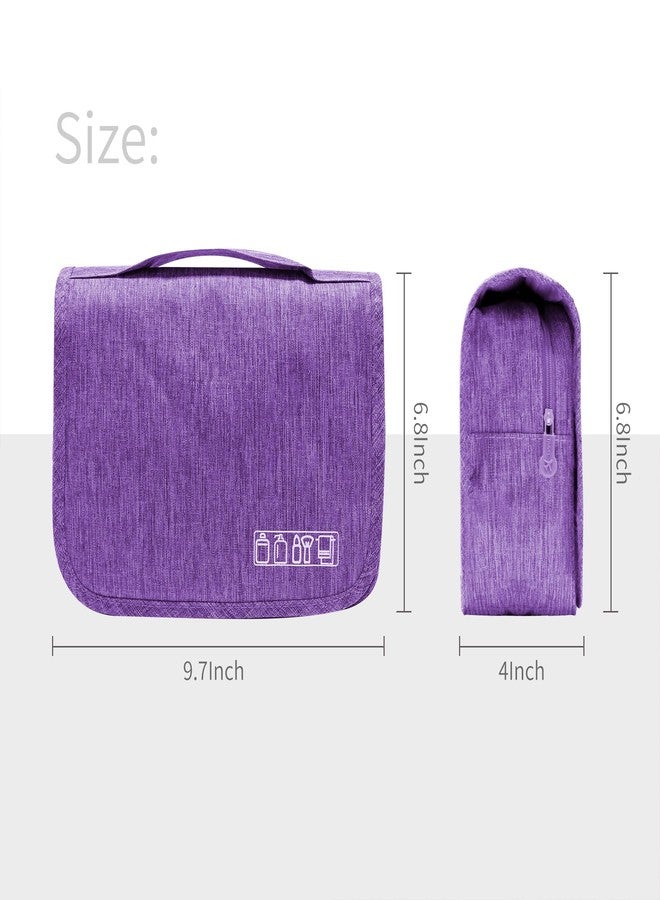 Lcsmaokin Large Capacity Toiletry Bag Travel Bag with Hanging Hook for Men and Women Waterproof Travel Cosmetic Bag Bathroom Storage Bag for Brushes Set, Full-Sized Shampoo, Toiletries, (Purple) - Image 4