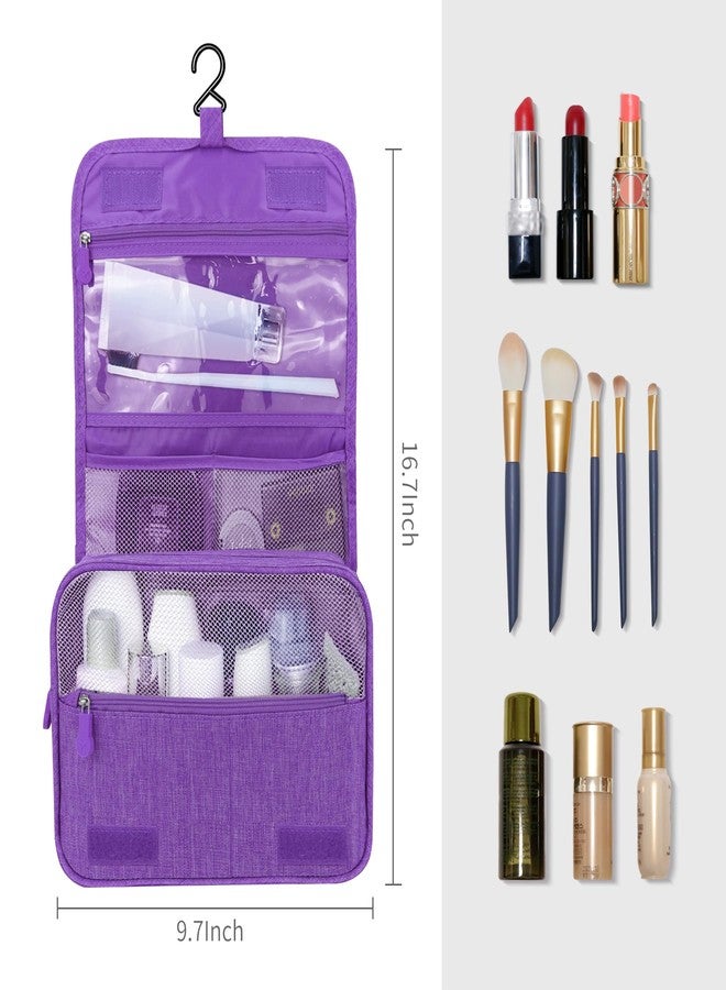 Lcsmaokin Large Capacity Toiletry Bag Travel Bag with Hanging Hook for Men and Women Waterproof Travel Cosmetic Bag Bathroom Storage Bag for Brushes Set, Full-Sized Shampoo, Toiletries, (Purple) - Image 5