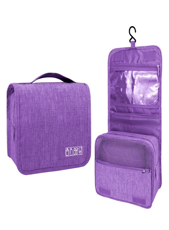Lcsmaokin Large Capacity Toiletry Bag Travel Bag with Hanging Hook for Men and Women Waterproof Travel Cosmetic Bag Bathroom Storage Bag for Brushes Set, Full-Sized Shampoo, Toiletries, (Purple) - Image 1