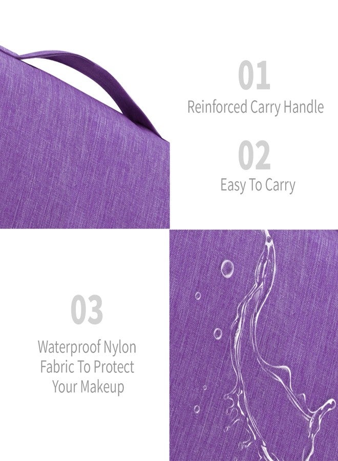 Lcsmaokin Large Capacity Toiletry Bag Travel Bag with Hanging Hook for Men and Women Waterproof Travel Cosmetic Bag Bathroom Storage Bag for Brushes Set, Full-Sized Shampoo, Toiletries, (Purple) - Image 3