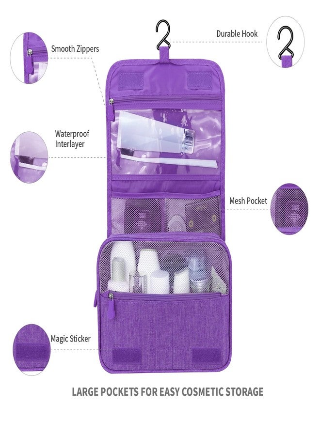 Lcsmaokin Large Capacity Toiletry Bag Travel Bag with Hanging Hook for Men and Women Waterproof Travel Cosmetic Bag Bathroom Storage Bag for Brushes Set, Full-Sized Shampoo, Toiletries, (Purple) - Image 2