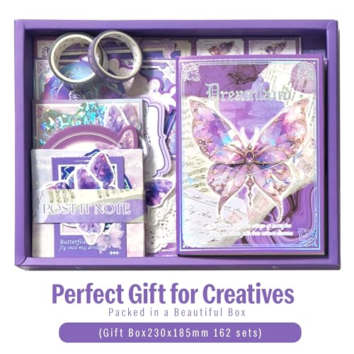 The AutoStory Fantasy Scrapbook Kit A6 Junk Journal Notebook Aesthetic Stickers Magic Decorative Papers Washi Tape DIY Craft Art Hobby Materials Present for Teens Girls (Dreamland, Purple) - Image 4