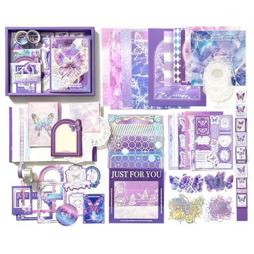The AutoStory Fantasy Scrapbook Kit A6 Junk Journal Notebook Aesthetic Stickers Magic Decorative Papers Washi Tape DIY Craft Art Hobby Materials Present for Teens Girls (Dreamland, Purple) - Image 5