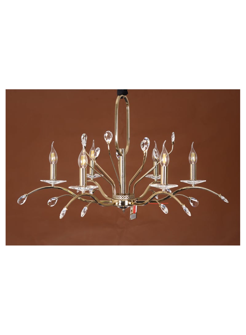 Kandil Egypt Kandil Egypt  6-Arm Chandelier, Oval Heart, Almond Branch, Code 5737, With Solitaire Gold Crystal | Chandeliers 