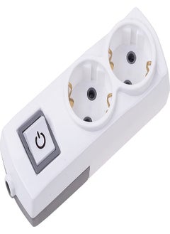 Konza Double Grounded Terminal Block Group Socket with Switch White  - Image 1