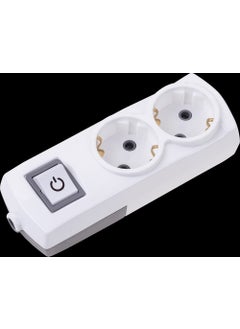 Konza Double Grounded Terminal Block Group Socket with Switch White  - Image 2