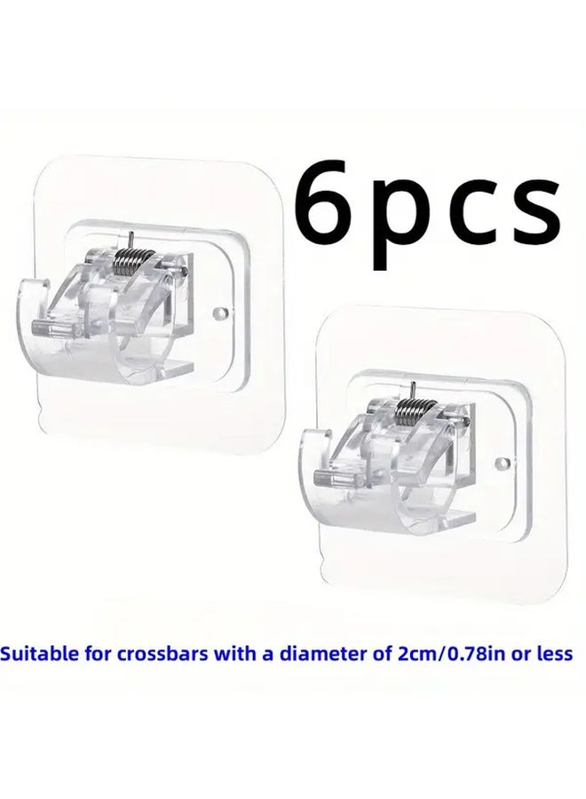 Transparent 6Pcs No Drill Self Adhesive Curtain Rod Brackets Adjustable Hooks For Bathroom Kitchen Hotel - Image 3