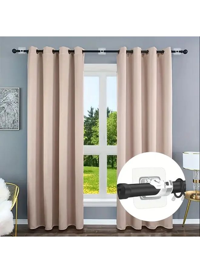 Transparent 6Pcs No Drill Self Adhesive Curtain Rod Brackets Adjustable Hooks For Bathroom Kitchen Hotel - Image 2
