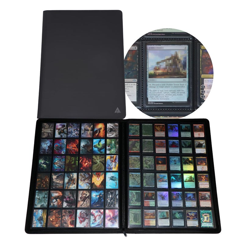 Rieton 36-Pocket Ringless Trading Card Binder - Holds 2304 Sleeved Cards, Side-Loading Black Pages, Water-Resistant Zipper Album for TCG & Sports - Image 1