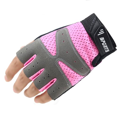Miokkley Girls Fingerless Bike Gloves, Sport Gloves for 5-12 Year Girls Monkey Bars Rock Climbing Gloves Cycling Biking Fishing (Pink, Small for 5-8 Y) - Image 4