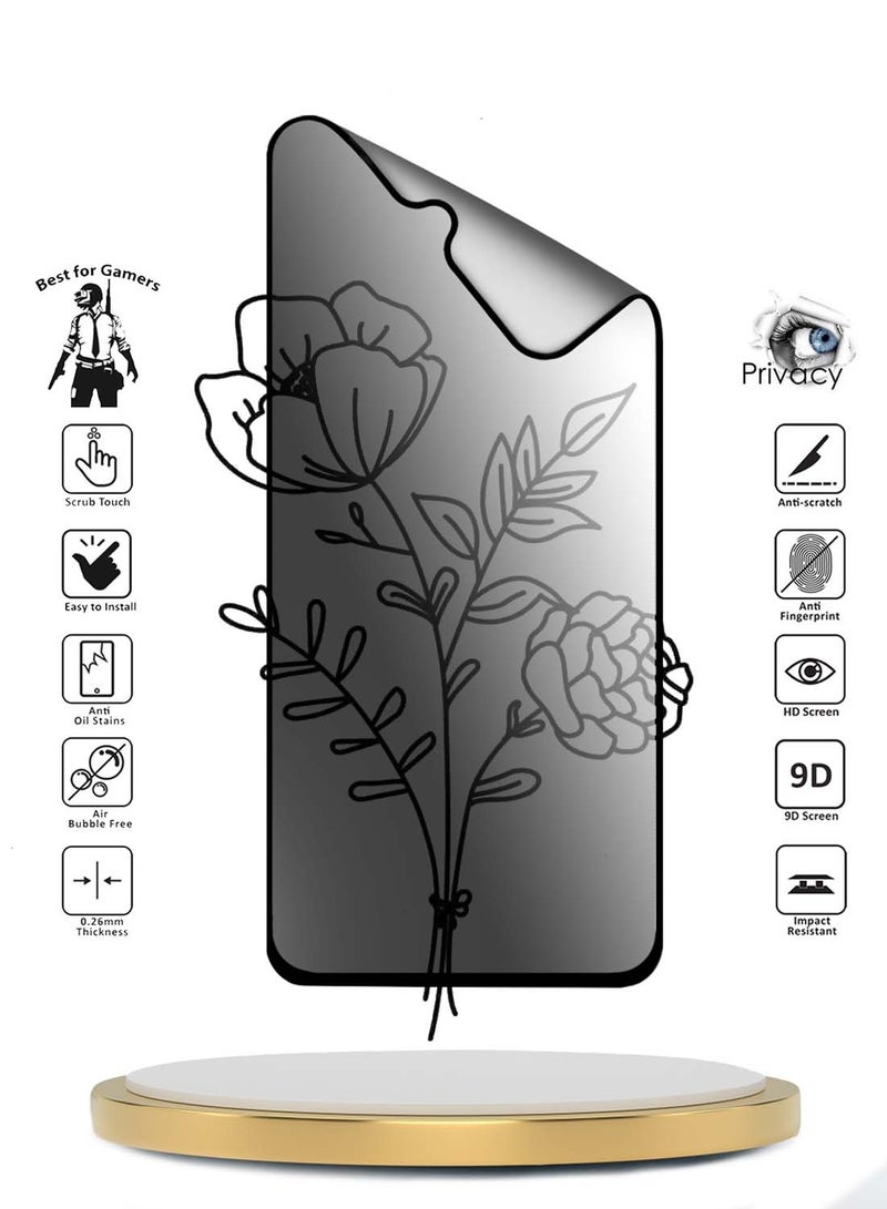 Wtech Samsung Galaxy A26 5G 2024 Premium Nano Ceramic Privacy Full Glue Full Cover Matte Flexible Screen Protector - Clear/Black - Image 2