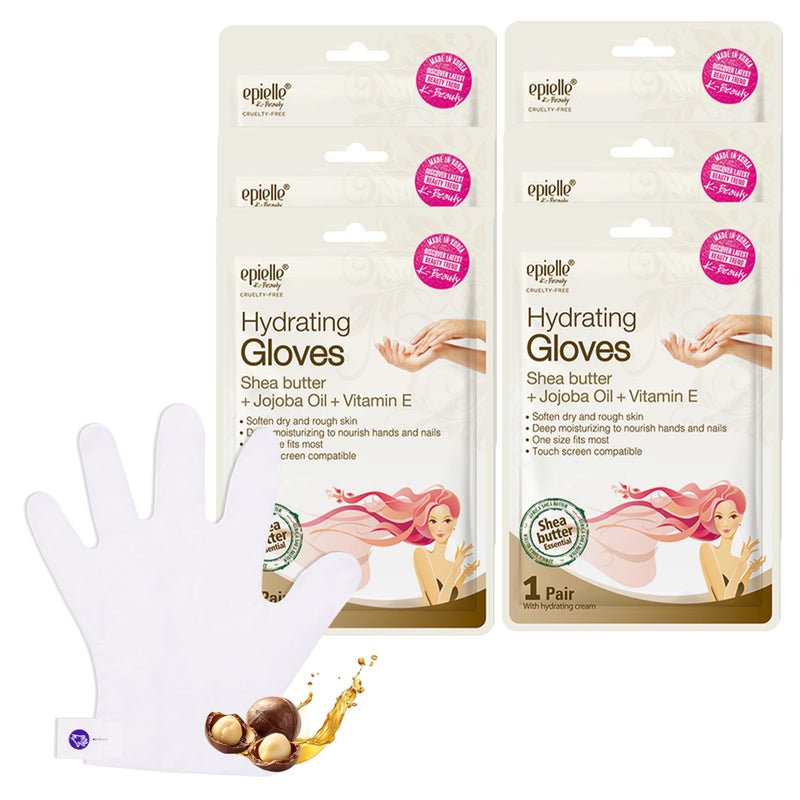 Epielle Hydrating Hand Mask 6 Pairs, Relieve and Soften with Shea Butter & Jojoba Oil, Deep Moisturizing Gloves for Dry, Cracked Hands, Self Care Gifts for Women, Spa Kit, Stocking Stuffers - Image 1