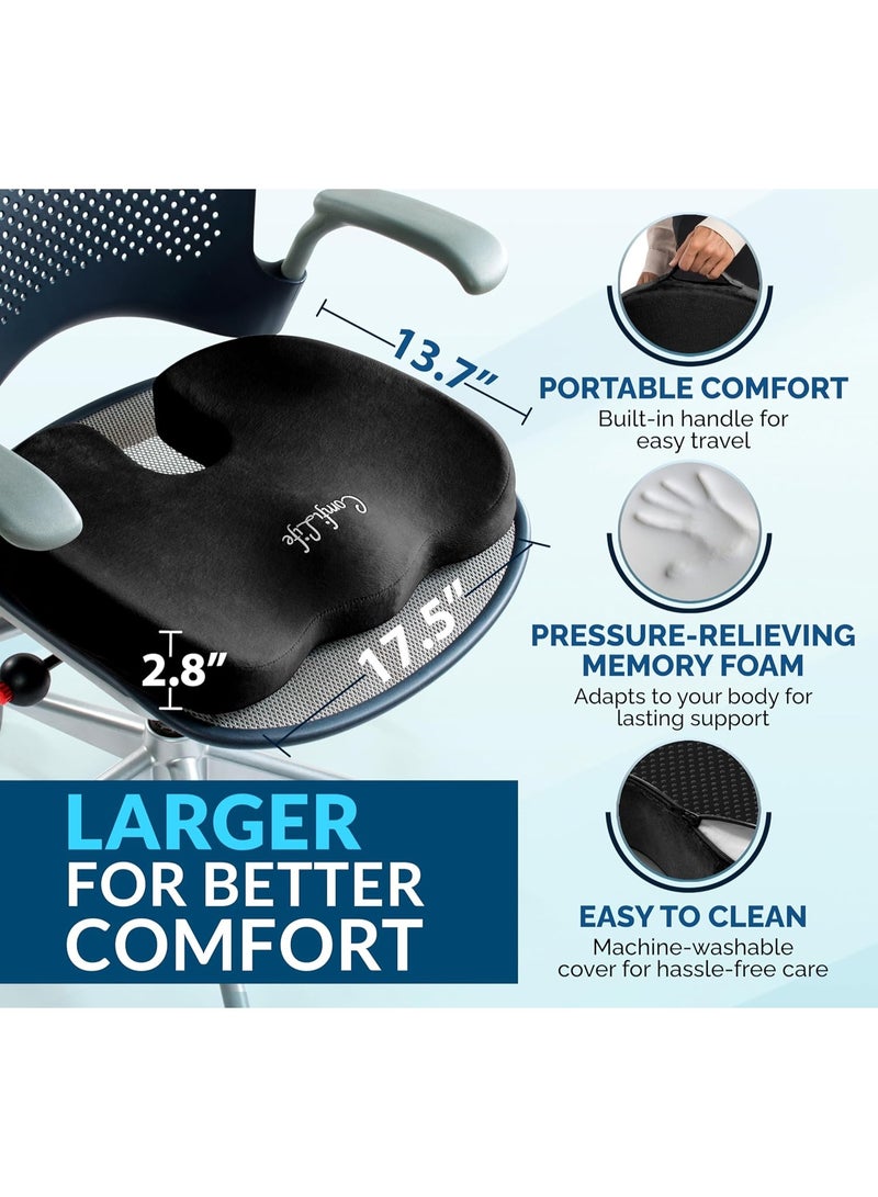 ComfiLife Gel Enhanced Seat Cushion with Non-Slip Bottom, Built-in Handle and Machine-Washable Cover, Orthopedic Cushion for Tailbone Pain Relief, Ideal for Office Chair, Car Seat, Home and Traveling - Image 3