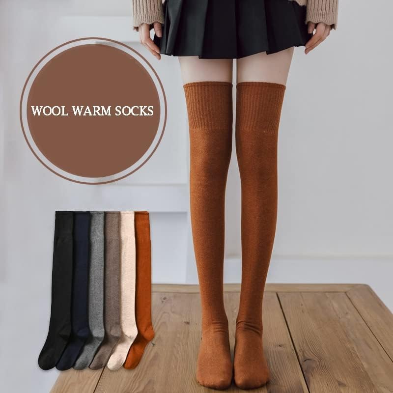 AARUX Wool Warm Thigh High Socks | Knitted Thick Thermal Woolen Socks for Women Winter Wear Knee Length | Knee High Leg Warmers Long Socks Boot Cuffs Knee Cap (Black) - Image 5