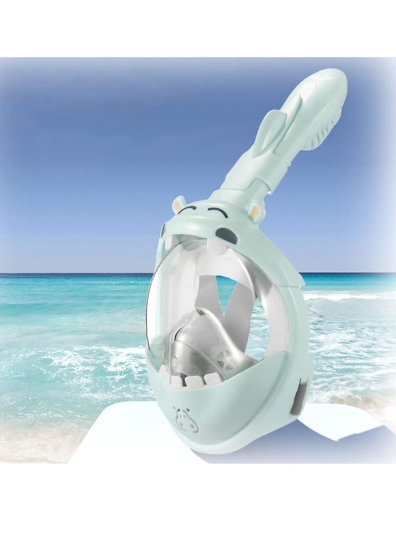 KASTWAVE Kids Snorkel Mask, with Latest Safety Dry Breathing System, Hippo Sharp Full Face Snorkel Mask for Kids, Anti-Fog Anti-Leak, 180¡ã HD View, Snorkel Set with Camera Mount, Snorkeling Gear for Kids - Image 1