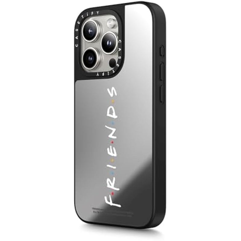 Casetify Mirror iPhone 15 Pro Max Case 【Friends Co-Lab / 4.9ft Drop Protection/Compatible with Magsafe】 - Friends Logo - Silver on Black - Image 5