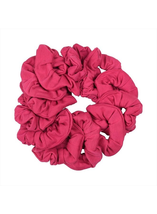 Motique Accessories 12 Pack Solid Hair Ties Scrunchies (Hot Pink) - Image 1