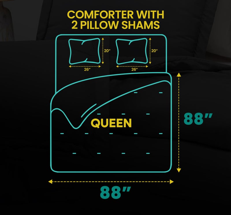 Utopia Bedding Queen Comforter Set Grey, Comforters Queen Size 3 Pieces Bedding Comforters Sets, Down Alternative Soft Bed Set, 1 Comforter (88 x 88 inches) 2 Pillow Shams (20 x 26 inches) - Image 2